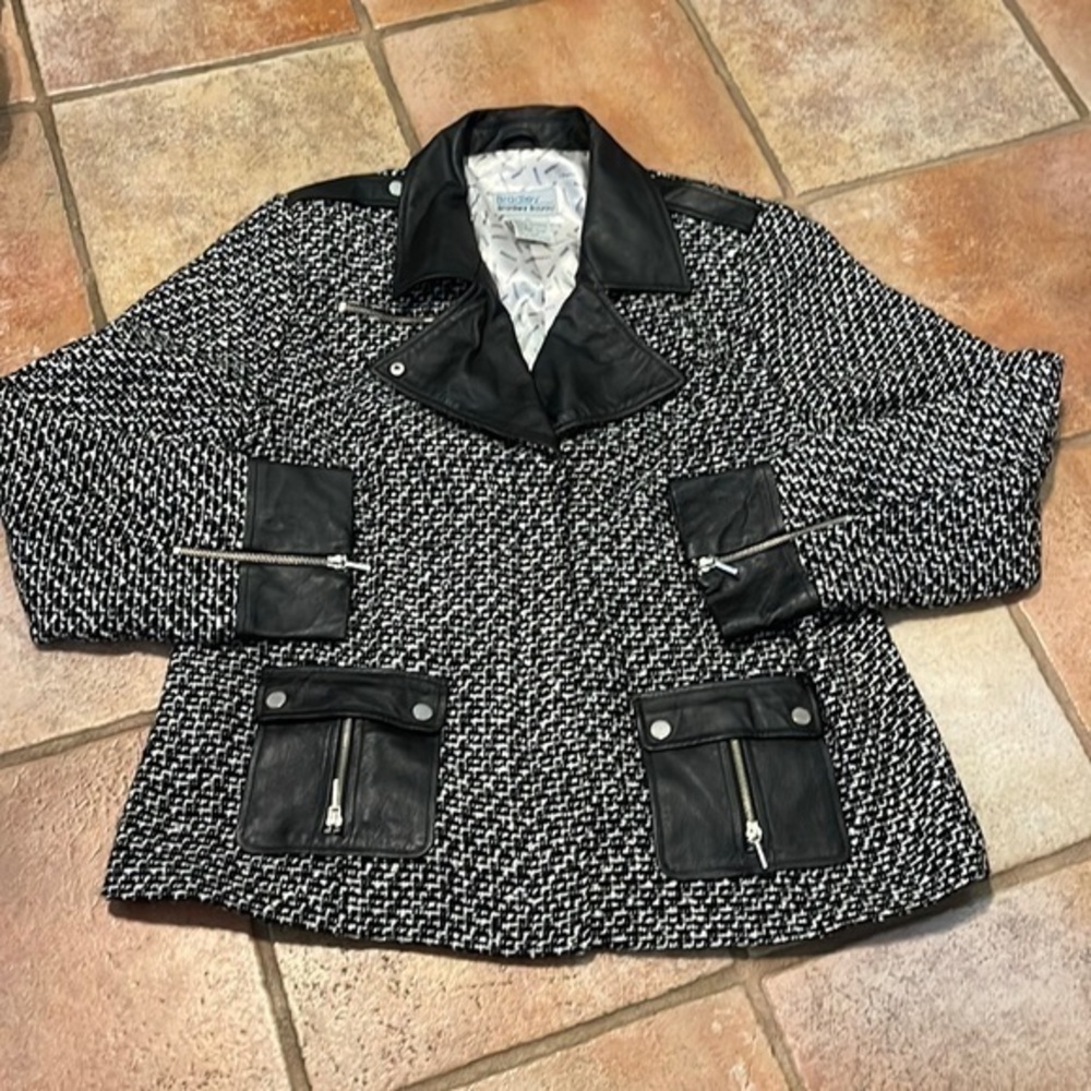 Bradley Bayou Tweed Leather trimmed Moto jacket